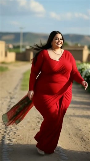 Curvy Queen in a Stunning Red Dress ❤️🔥#shorts #plussize #saree #curvy