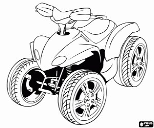 A quad, motorbike with four wheels coloring page printable game