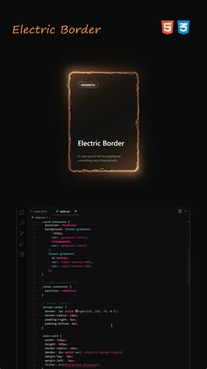 Electric Border Card Effect ⚡ HTML CSS JS | #reelschallenge #coding #htmlcssjavascript #htmlcssjs