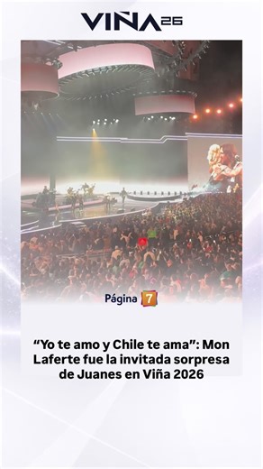 Mon Laferte fue la invitada sorpresa de Juanes, durante su presentación en el Festival de Viña 2026. La chilena se subió al escenario para cantar junto al colombiano, el hit “Fotografías”, que originalmente canta con Nelly Furtado. Así fue el emocionante momento en la Quinta Vergara 🥹🩷 #página7 #página7chile #Juanes #Viña2026 | Página 7