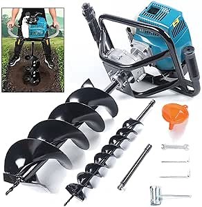 NOLANTISI 52cc Gas Powered Post Hole Digger with Earth Auger Drill Bits - Perfect for Ground Fence, Tree, and Shrub Installation - Includes 4"/8" Cast Steel Drill Bits and Extension Bar (Green) - Amazon.com