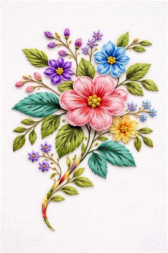 Beautiful Simple Floral Hand Embroidery Design. Easy & Unique Flower Pattern Without Leaves