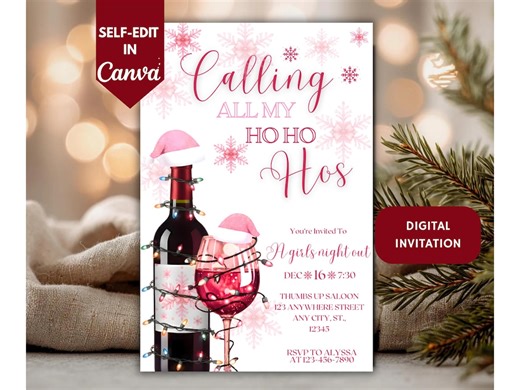 Funny 'ho Ho Hos' Christmas Invitation | Girls Night Out (digital Evite) - Etsy