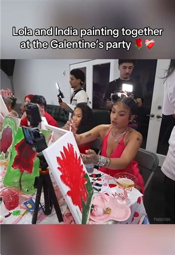 Lola and India Painting Together at Galentine's Party