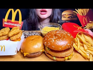 ASMR MCDONALDS CHICKEN BIG MAC + CHEESEBURGER MUKBANG (No Talking) EATING SOUNDS