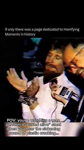 Scary Horror Stories on Instagram: "Context: On Halloween night in 1990, 32-year-old magician Joseph “Amazing Joe” Burrus set out to perform his most daring stunt yet. He planned to be buried alive in a glass coffin beneath seven tons of dirt and cement, hoping to surpass his idol, Harry Houdini. As the audience watched in anticipation, disaster struck. The weight of the cement proved too much and the coffin collapsed before he could be rescued. Crews dug frantically, but it was too late. Joseph