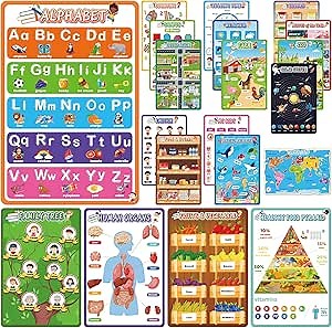 Amazon.com: Hadley Designs ABC Posters For Classroom Wall - Shapes, 1-100 Number Chart, Color & Alphabet Learning Posters For Toddlers 1-3, PreK, Kindergarten & Homeschool, Laminated Boho Classroom Poster : Office Products