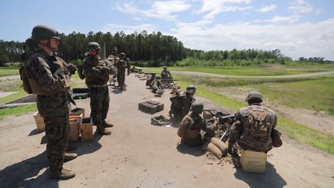 Marine Trainees Fire .50 Cal in Advanced Qualification