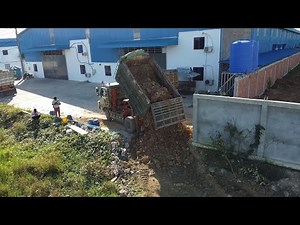 Full Video Project! Team work! by Dozer push soil clear land with Heavy Dump truck