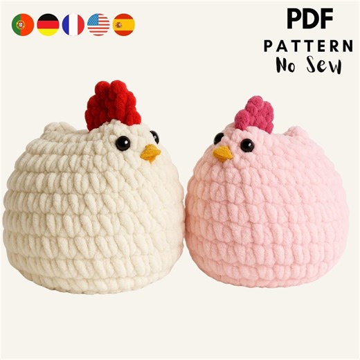 No Sew Crochet Chicken Pattern, Cute Plushy Animal (PDF) - Etsy