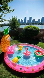 Fruit Pool Waterfall Slide 🍍💦 | Kids Summer Fun