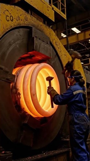 Super big size spring making process inside the factory | Nextgen manufacturing proces #shorts