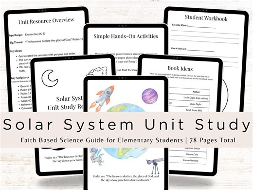 Solar System Unit Study, Faith Based Homeschool Science, Biblical Astronomy Study for Elementary, , Printable Resource, Learning Printables - Etsy