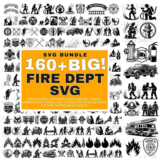 160+ Firefighter SVG - Axe, Fire Dept Logo, Firefighters, Command Staff, Engines, Trucks, Ambulances Hoses, Axes, Rescue (digital Download) - Etsy