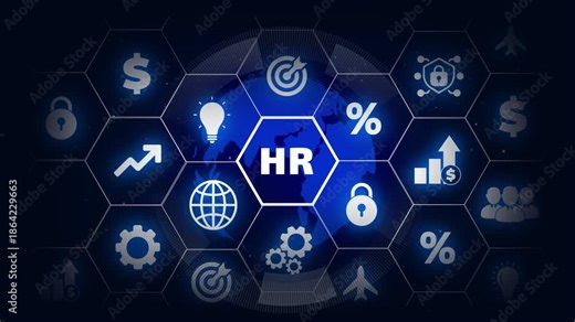 Human Resources Icon Concept.glowing connections in different places on the map.