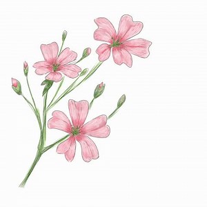 Process of drawing flowers in digital