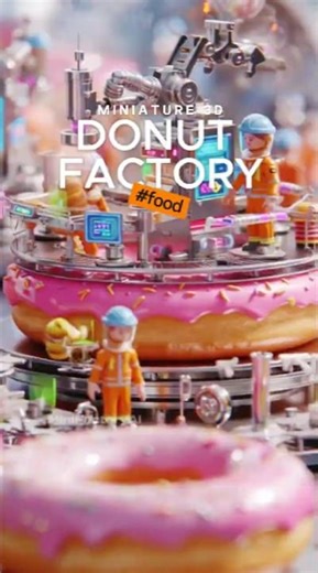 Miniature Donut Factory 🍩 | Satisfying Cinematic Dessert Process #AI #3dminiature #toys #toys