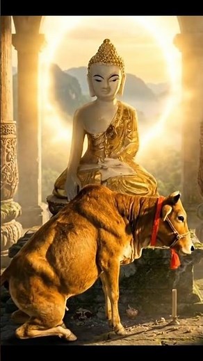 मू गाय ने भगवान बुद्ध के मंदिर का दौरा किया | मू को भगवान बुद्ध से आशीर्वाद मिला |#cow #ai #aivideo