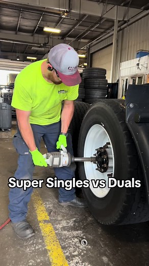 Super Singles vs Duals! Which do you prefer! We provide both options! #pedigreetruckandtrailer #otrdriver #semi #supersingles #dualtires #semitires #freightlinerforsale #freightlinercascadia