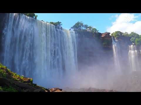 Soothing Big Jungle Waterfall 4K. Relaxing Nature Sounds. (10 hours 4k). White Noise for sleeping.
