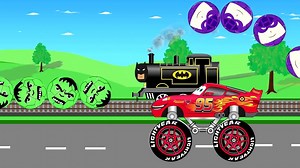 Lightning Mcqueen Monster Truck Vs Batman Train - Video For Kids