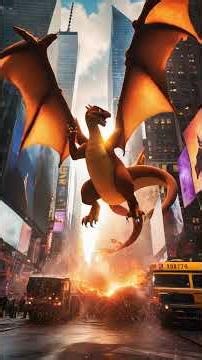 🔥 Charizard vs Mewtwo EPIC Battle Destroys Times Square! #Shorts