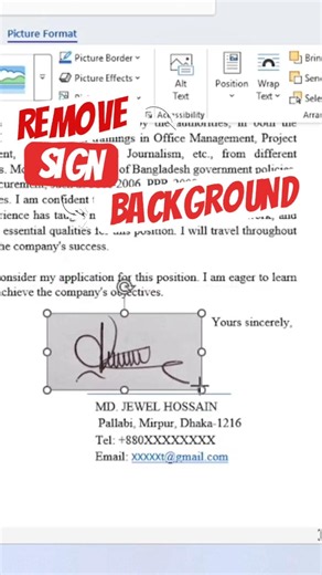Remove black background from Scanned Signature in MS Word