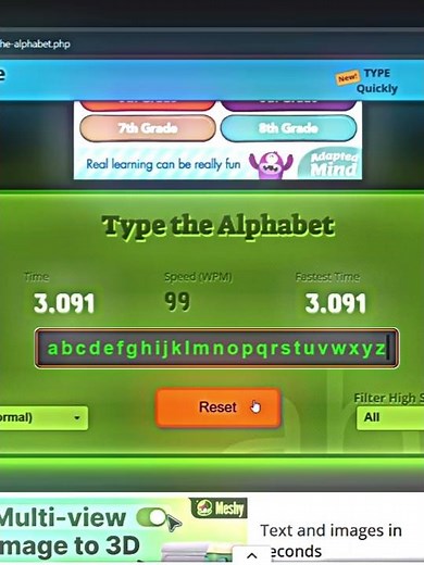 3 Seconds A-Z Typing Challenge 🚀🔥 | Super Fast Typing! #foryou #viral #record #worldrecord #typing