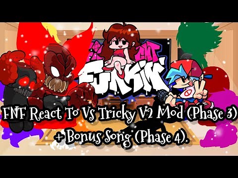 FNF React To Vs Tricky V2 Mod (Phase 3) + Bonus Song (Phase 4)||FRIDAY NIGHT FUNKIN'||ElenaYt.
