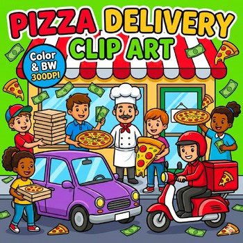 Pizza Delivery Clipart Set Pizzeria Community Helpers Classroom Deco