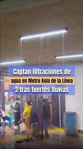 ⚠️ Waterfalls captured inside the Xola Metro station 🚇🌊 after heavy rains in Mexico City