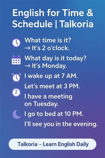 🕒 English for Time & Schedule Daily English Sentences Talkoria