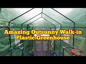 Amazing Outsunny Walking-in Plastic Greenhouse With Door & Mesh Windows, No Dig Allotment Garden,