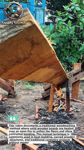 Traditional Wood Bending Using Fire Heat | Manual Timber Shaping Technique.