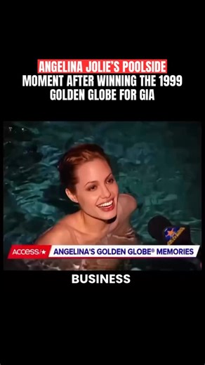 The Business Reporter on Instagram: "At the 56th Golden Globe Awards in 1999, Angelina Jolie won Best Actress for her performance in Gia. Shortly after, during a poolside interview at the Beverly Hilton, the conversation took an unexpected turn. Still energized from the win, Jolie stepped into the water and, without ceremony, pulled the interviewer in with her. The moment was spontaneous, playful, and very much in step with the fearless public image she carried at the time. It remains one of tho