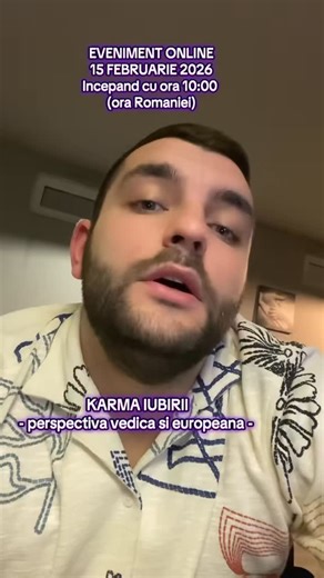 Astroverse (Thomas Rob) on Instagram: "🌟 KARMA IUBIRII 🌟 15 Februarie 2026 Incepand cu ora 10:00 (ora Romaniei) Eveniment online ❤️ - analize personalizate ale hartilor participantilor, din perspective astrologice VEDICE (@astrologroxana ) si tropicale/europene (Thomas Rob), raportate la iubire, fericire si tipare relationale necesare de activat si deblocat - Mai multe detalii despre eveniment in cadrul videoclipului! Inscrieri prin mail la: iubescastrologia@gmail.com Moderator: @jessiebanes O