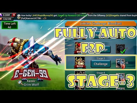 Lords Mobile Limited Challenge Bloodlust Stage 3 FULL AUTO Grim Wolf Stage 3 F2P Guide