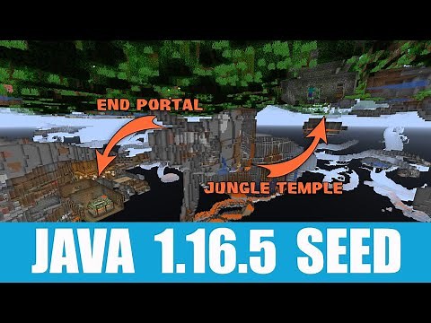 Minecraft Java 1.16.5 Seed: End portal right under jungle temple and village with ruined portal