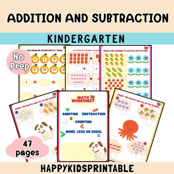 Addition & Subtraction Counting, Comparing Worksheets| More or Less