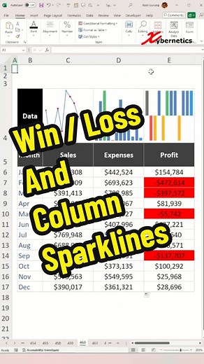 Win Loss, line and column Sparklines charts in Excel - Excel Tips And Tricks #microsoft #excel #exceltips #exceltricks #tips #tipsandtricks #googlesheet #fypシ゚viral