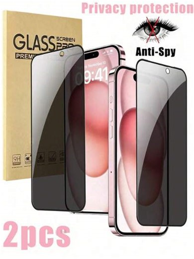 2pcs Privacy Screen Protector, Compatible With Iphone 15/15 Plus/15 Pro/15 Pro Max/14/14 Plus/14 Pro/14 Pro Max/13 Mini/13/13 Pro/13 Pro Max/ 16/16 Pro/16 Plus/16 Pro Max/17/17 Air/17 Pro/17 Pro Max. Made Of Tempered Glass, Scratch-Resistant, Fingerprint-Proof, Anti-Drop, Effectively Protects Privacy, Perfectly Fits Your Phone Case. | SHEIN