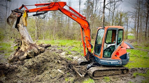 Stump Removal with a Kubota Mini Excavator