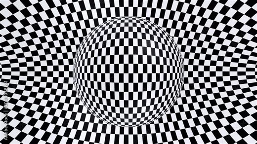 Abstract 3d animation loop VJ loop 3d, DJ, 3d video with a hypnotic checkered pattern creating an optical illusion effect perfect for music visuals and motion graphics