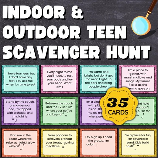 Indoor & Outdoor Scavenger Hunt Game for Teens and Tweens - Fun, Interactive, Customizable and Reusable PDF Download - Etsy