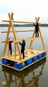 Modern Floating A-Frame Cabin Build Timelapse 🏠🌊 #AIArt