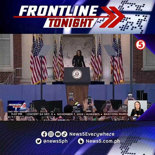 17K views · 180 reactions | #FrontlineTonight | Nanindigan si United States #US Vice Pres. #KamalaHarris na mananatili siyang tapat sa batas at hindi sa pangulo. Kasunod ito ng pagtanggap niya sa pagkatalo kontra kay #DonaldTrump sa U.S. presidential race. #USElections2024 #News5 | via Gerard Dela Peña For more latest stories, visit us at www.news5.com.ph | News5 | Facebook