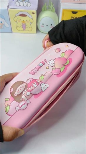Cute girl pink pencil box unboxing #asmr #stationery #schoolsupplies #pencilbox #shorts