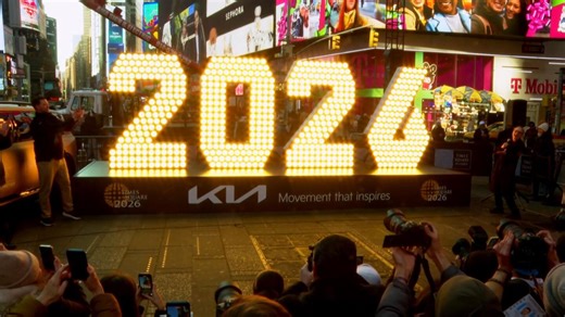 The 2-0-2-6 numerals arrive in Times Square ahead of the New Years Eve ball drop
