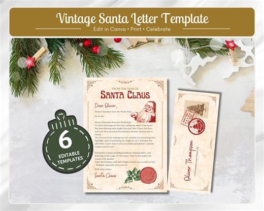 Editable Vintage Santa Letter, Printable Christmas Letter Template, Holiday Magic for Kids - Etsy