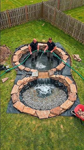 We Built a Dream Backyard Waterfall & Koi Pond! (Satisfying Timelapse) #shorts